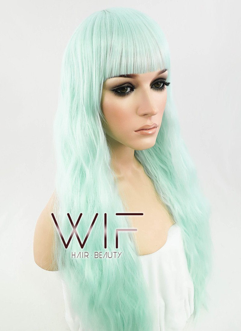 28" Wavy Light Green Synthetic Wig CM157