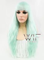 24" Wavy Light Green Synthetic Wig CM164
