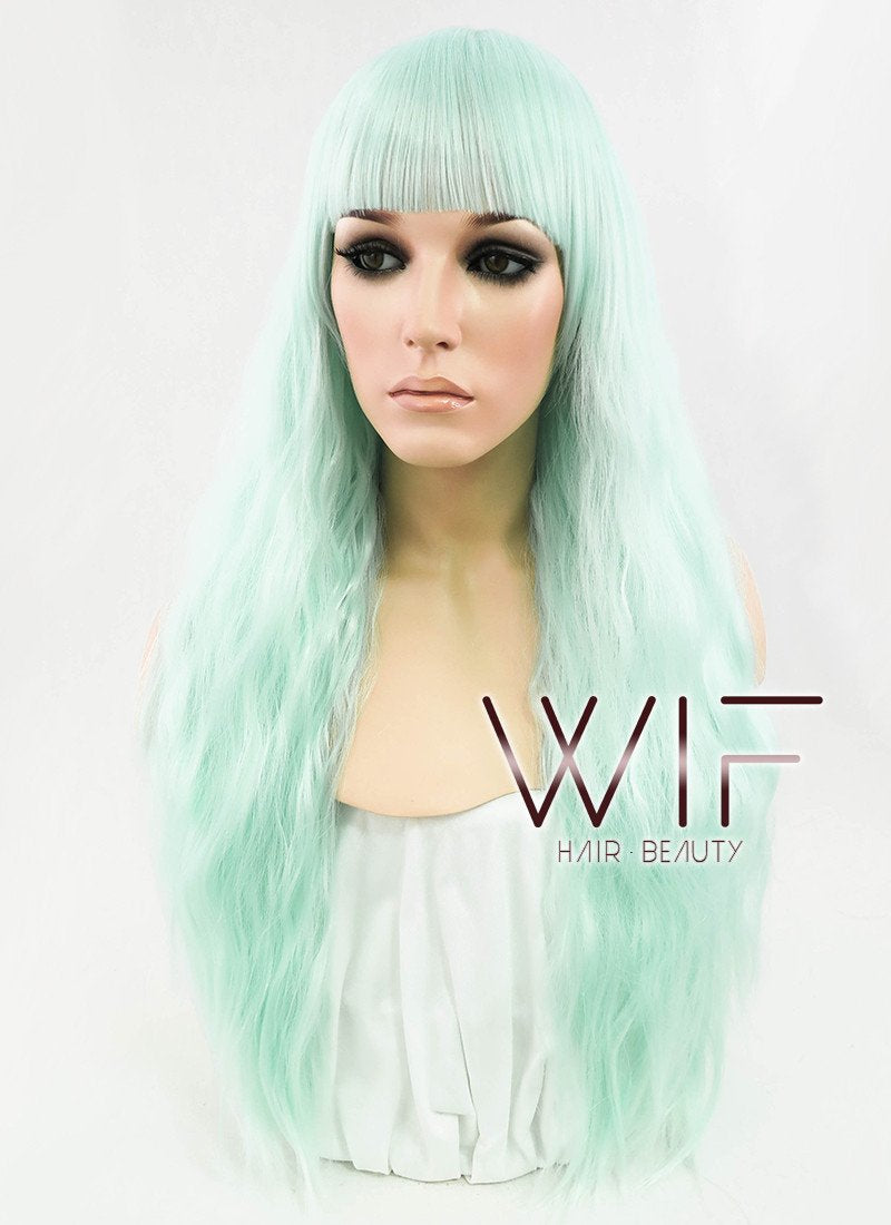 28" Wavy Light Green Synthetic Wig CM157