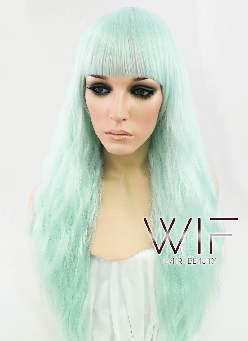 24" Wavy Light Green Synthetic Wig CM164