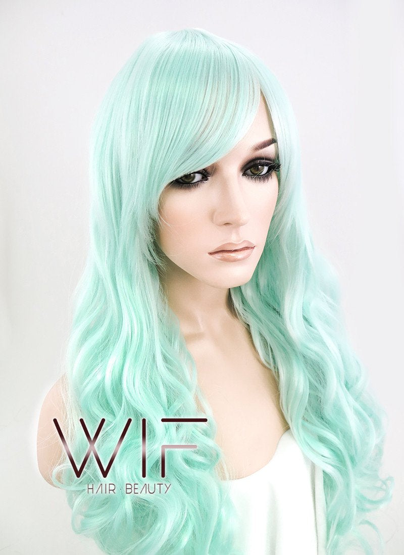 24" Wavy Light Green Synthetic Wig CM164