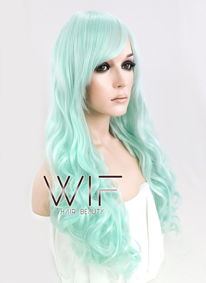 24" Wavy Light Green Synthetic Wig CM164