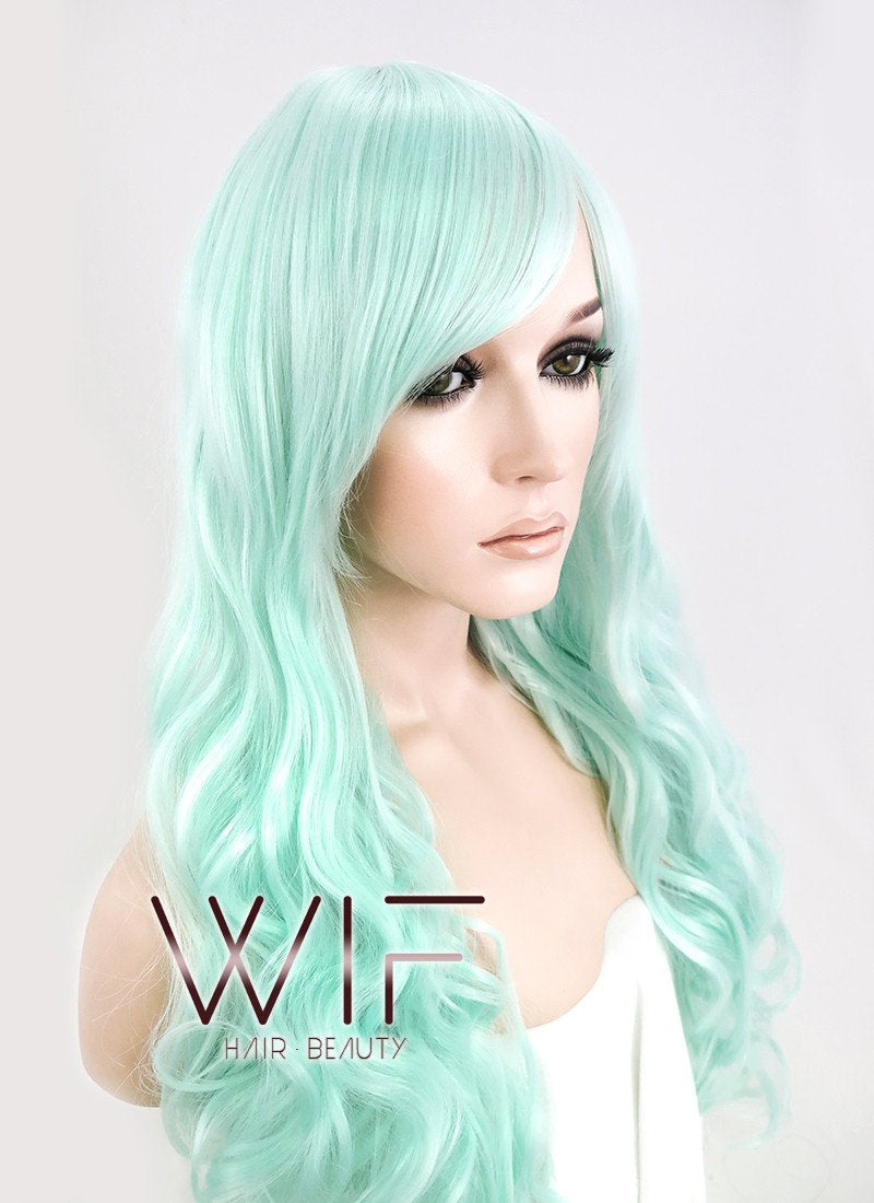 24" Wavy Light Green Synthetic Wig CM164