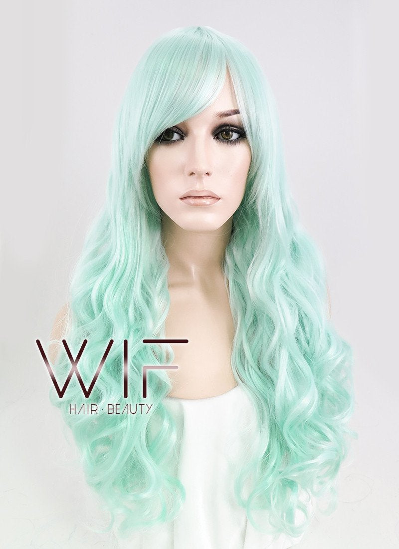 24" Wavy Light Green Synthetic Wig CM164