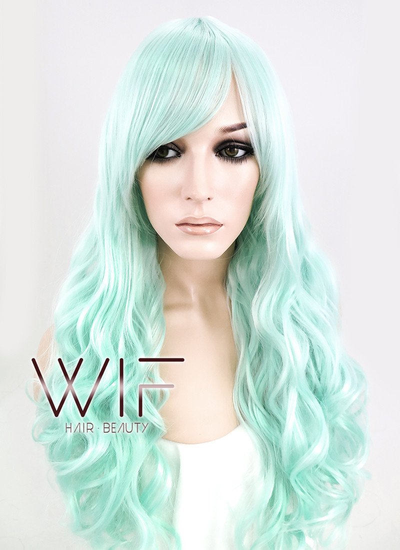24" Wavy Light Green Synthetic Wig CM164
