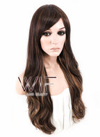 26" Wavy Brown Mixed Blonde Synthetic Wig CM173