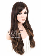 26" Wavy Brown Mixed Blonde Synthetic Wig CM173