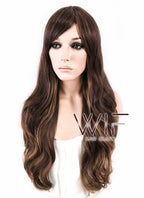 26" Wavy Brown Mixed Blonde Synthetic Wig CM173