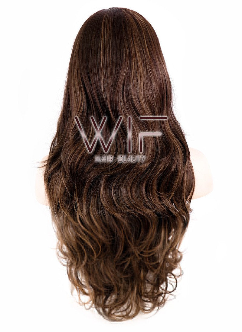 26" Wavy Brown Mixed Blonde Synthetic Wig CM173