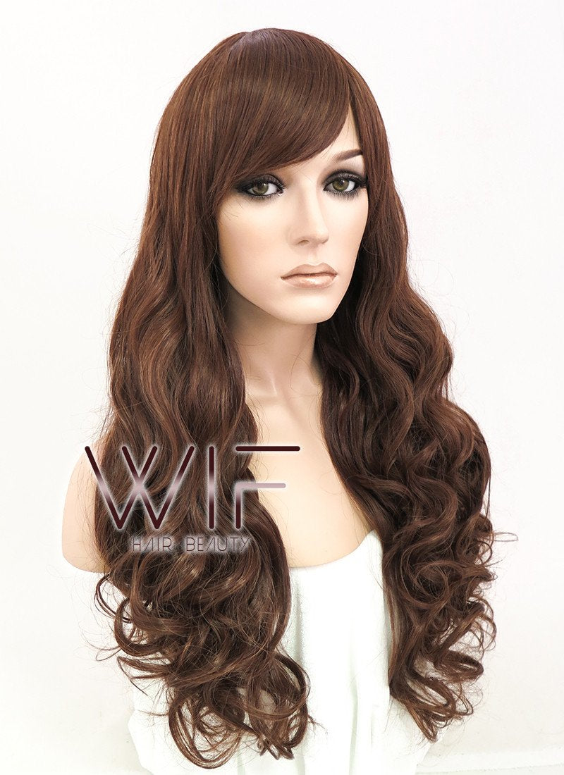 24" Wavy Dark Brown Synthetic Wig CM175
