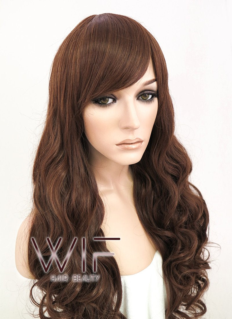 24" Wavy Dark Brown Synthetic Wig CM175