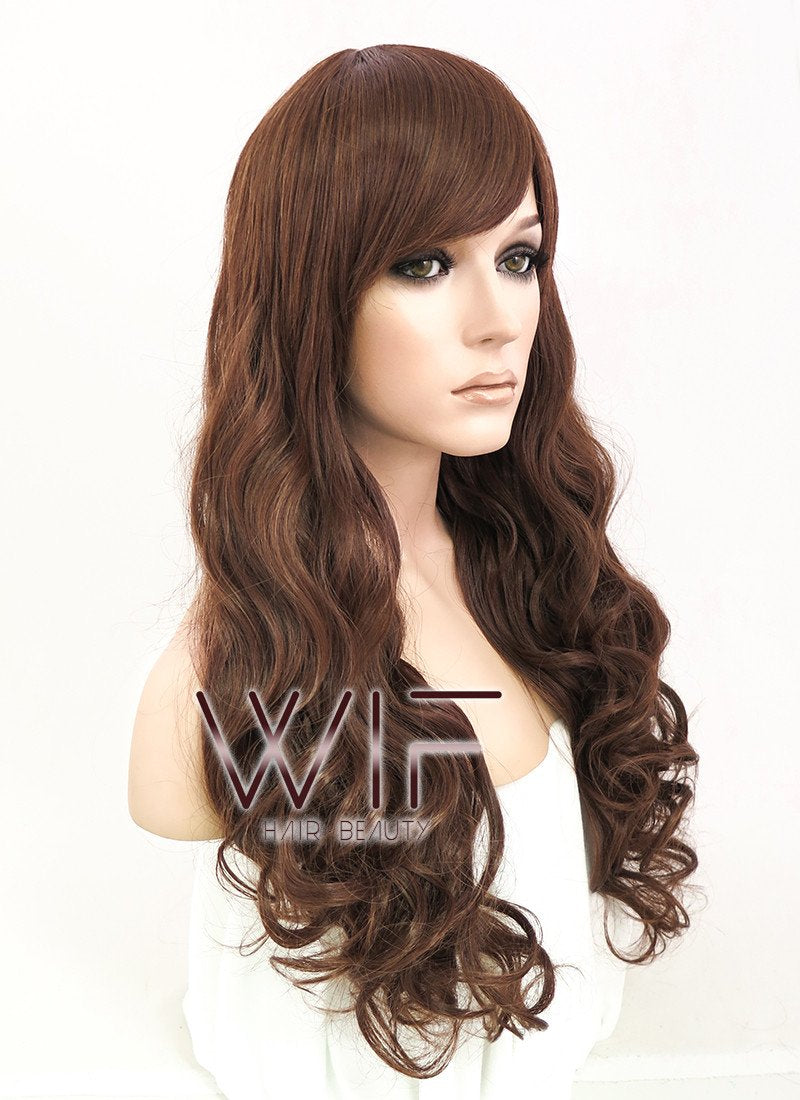 24" Wavy Dark Brown Synthetic Wig CM175