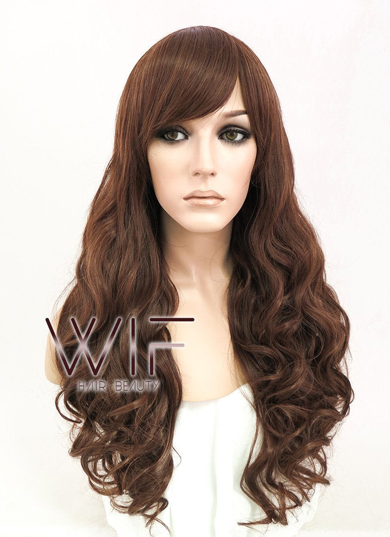 24" Wavy Dark Brown Synthetic Wig CM175
