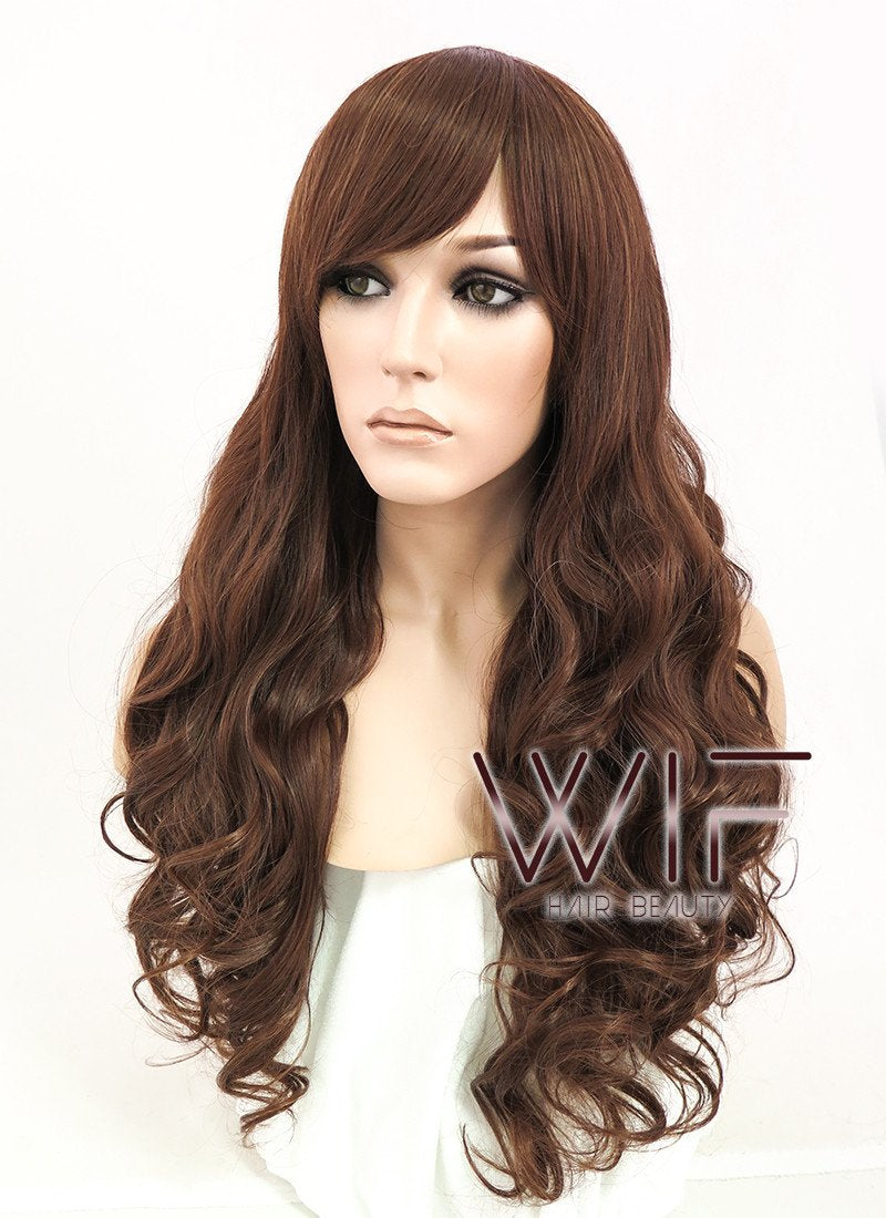 24" Wavy Dark Brown Synthetic Wig CM175