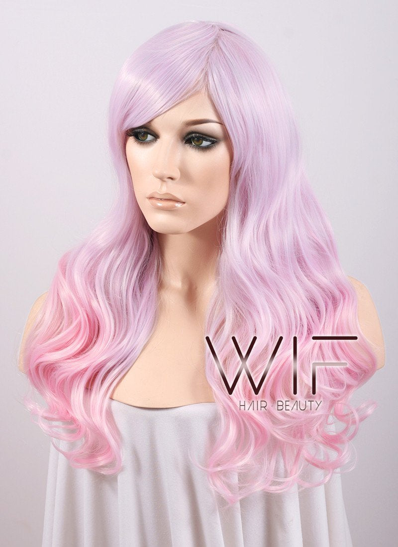 22" Lolita Heat Resistant Long Curly Pink Mixed Purple Fashion Hair Wig CM183