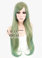 31" Straight Mixed Green Synthetic Wig CM188