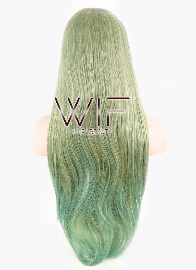 31" Straight Mixed Green Synthetic Wig CM188