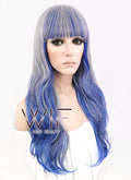 21" Wavy Grey Mixed Blue Synthetic Wig CM191