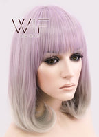 14" Long Curly Light Ash Purple Mixed Grey Fashion Synthetic Hair Wig CM192