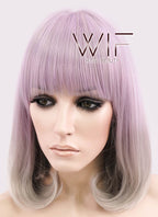 14" Long Curly Light Ash Purple Mixed Grey Fashion Synthetic Hair Wig CM192