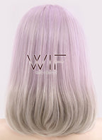 14" Long Curly Light Ash Purple Mixed Grey Fashion Synthetic Hair Wig CM192