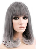 16" Long Curly Dark Grey Mixed Grey Fashion Synthetic Hair Wig CM193