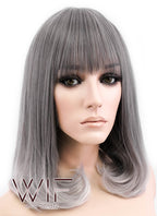 16" Long Curly Dark Grey Mixed Grey Fashion Synthetic Hair Wig CM193