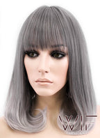 16" Long Curly Dark Grey Mixed Grey Fashion Synthetic Hair Wig CM193