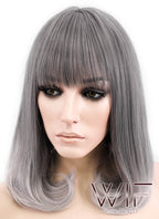 16" Long Curly Dark Grey Mixed Grey Fashion Synthetic Hair Wig CM193