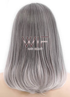 16" Long Curly Dark Grey Mixed Grey Fashion Synthetic Hair Wig CM193