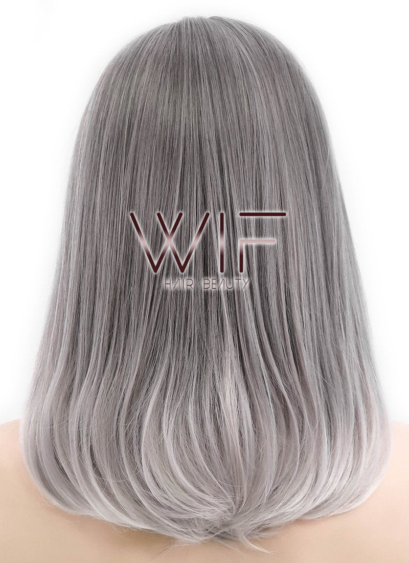 16" Long Curly Dark Grey Mixed Grey Fashion Synthetic Hair Wig CM193