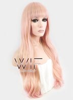 26" Long Curly Orange Mixed Pink Fashion Synthetic Hair Wig CM194