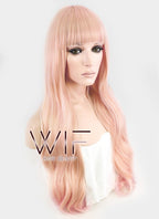 26" Long Curly Orange Mixed Pink Fashion Synthetic Hair Wig CM194