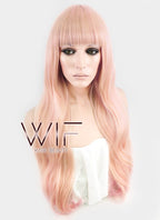 26" Long Curly Orange Mixed Pink Fashion Synthetic Hair Wig CM194