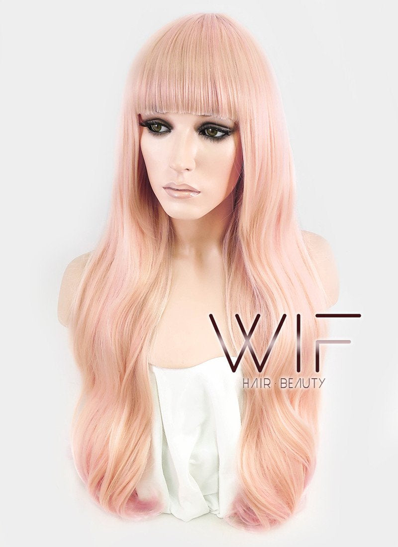 26" Long Curly Orange Mixed Pink Fashion Synthetic Hair Wig CM194