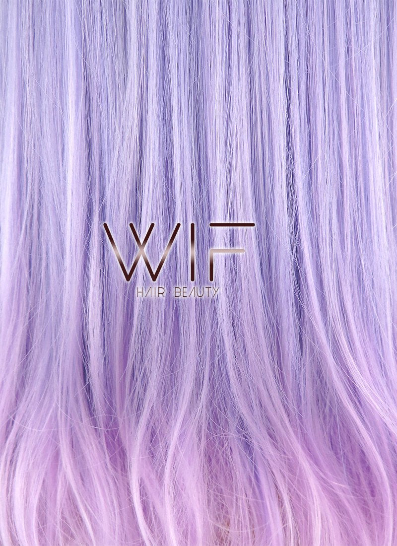 16" Medium Curly Purple Mixed Light Purple Ombre Fashion Synthetic Hair Wig CM196