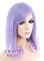 16" Medium Curly Purple Mixed Light Purple Ombre Fashion Synthetic Hair Wig CM196