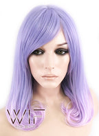 16" Medium Curly Purple Mixed Light Purple Ombre Fashion Synthetic Hair Wig CM196