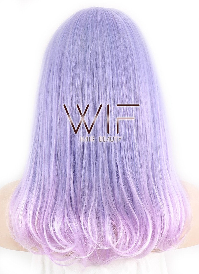 16" Medium Curly Purple Mixed Light Purple Ombre Fashion Synthetic Hair Wig CM196