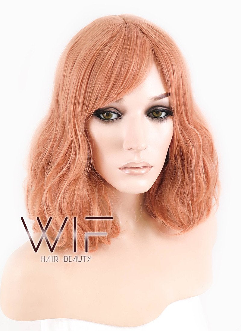12" Short Wavy Pinkish Orange Fashion Synthetic Hair Wig CM197