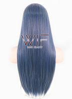 25" Long Straight Blue Mixed Grey Fashion Synthetic Hair Wig CM198