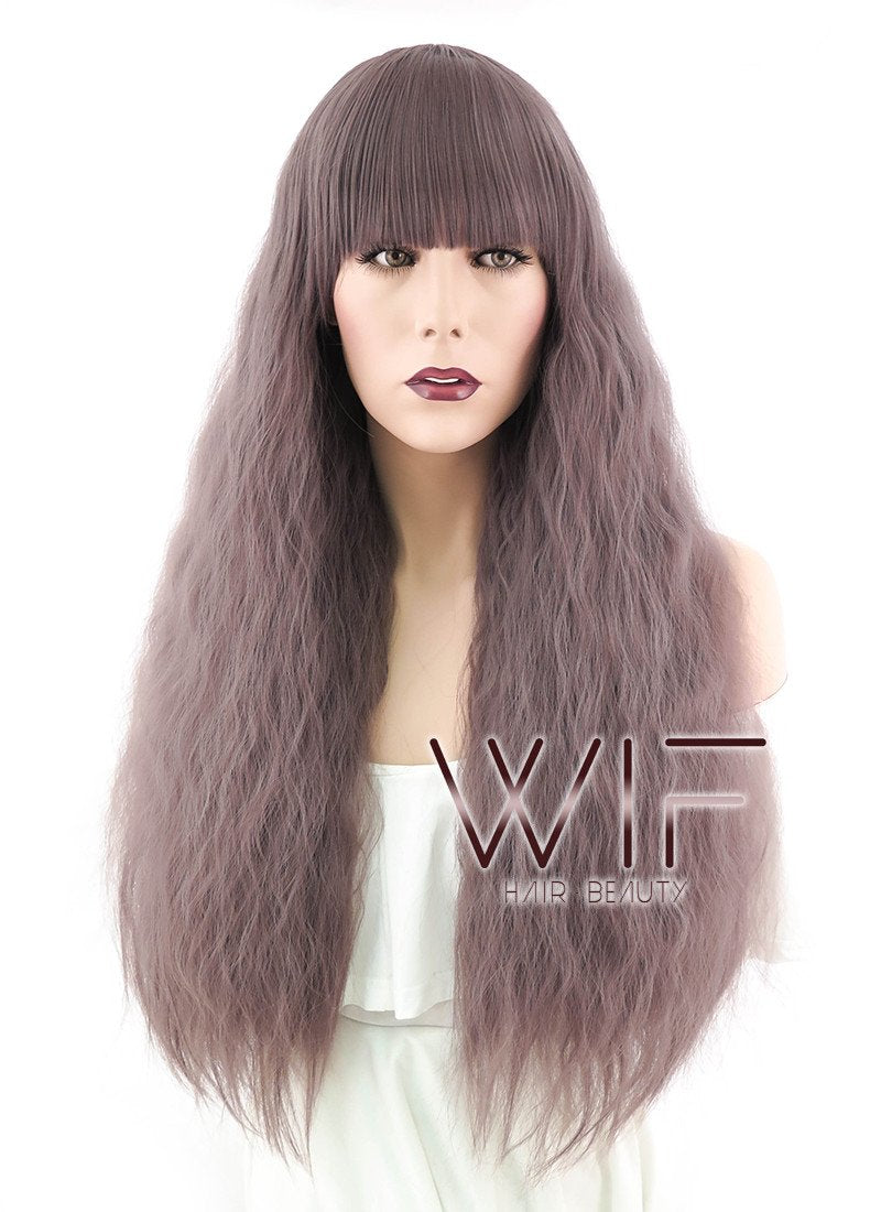 30" Wavy Ash Purple Synthetic Wig CM089