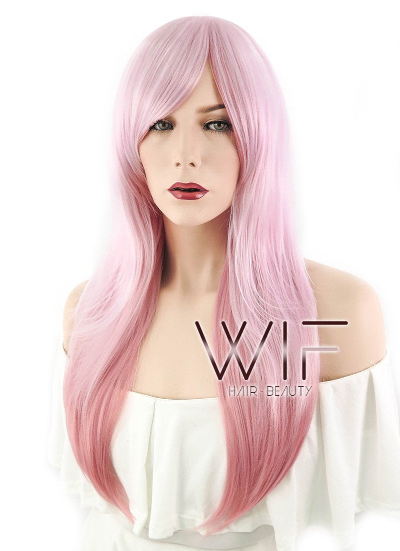 26" Straight Two Tone Pink Synthetic Wig CM122