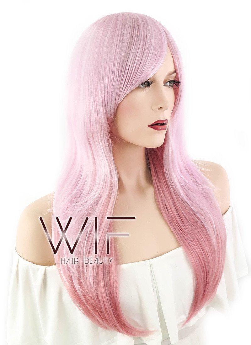 26" Straight Two Tone Pink Synthetic Wig CM122