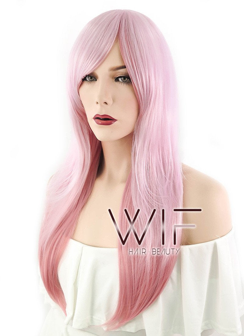 26" Straight Two Tone Pink Synthetic Wig CM122