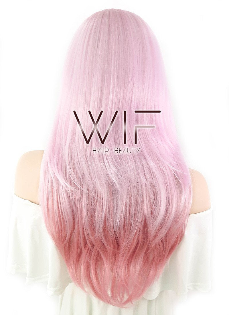 26" Straight Two Tone Pink Synthetic Wig CM122