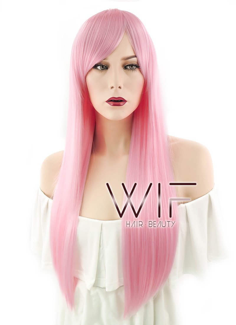 27" Straight Pink Synthetic Wig CM124