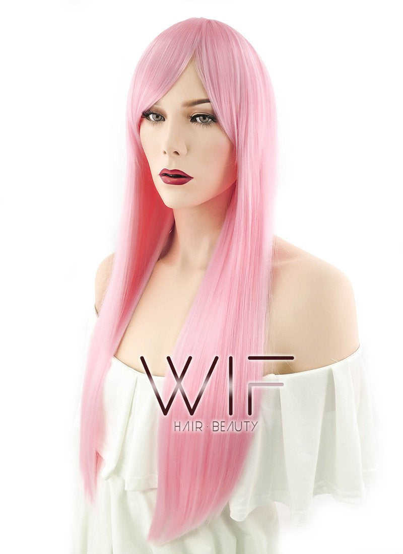 27" Straight Pink Synthetic Wig CM124