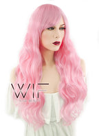 24" Long Curly Light Pink Fashion Synthetic Hair Wig CM165