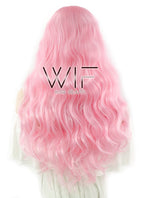 24" Long Curly Light Pink Fashion Synthetic Hair Wig CM165